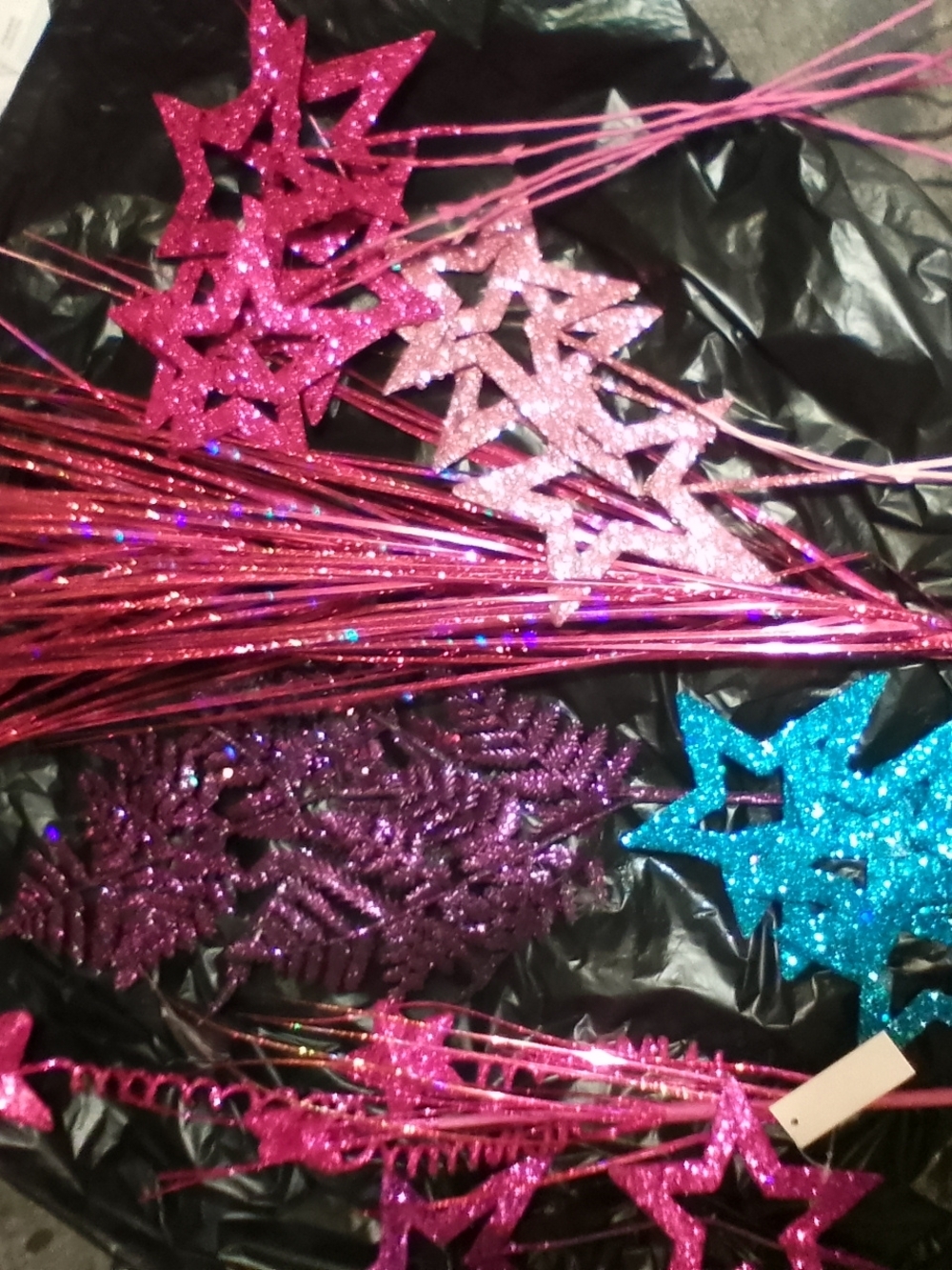 Holo Glitter Star Floral/Craft Picks - Pink, Purple & Blue Sparkle Picks